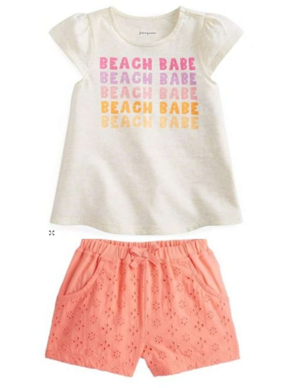 NWT. FIRST IMPRESSIONS Baby Girls "Beach Babe" 2-Pc Shorts Set